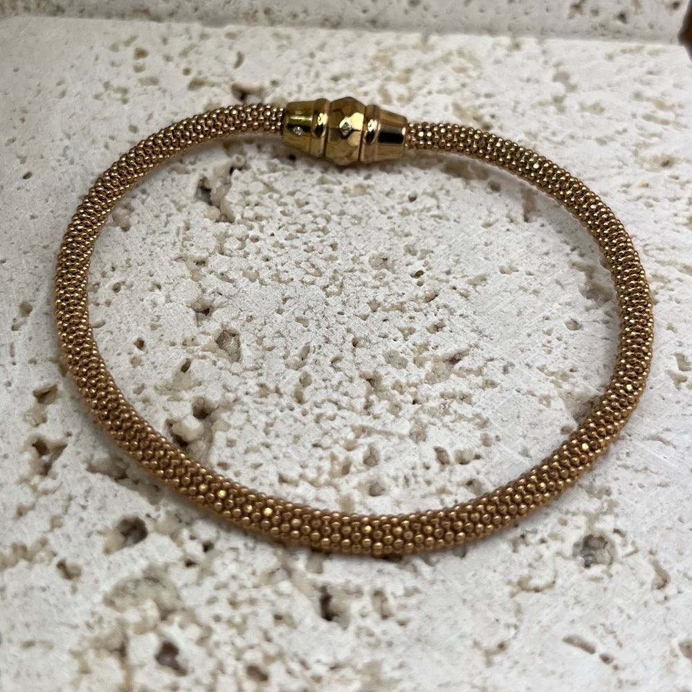 Vintage Fossil Popcorn style bangle | Rose Gold Steel